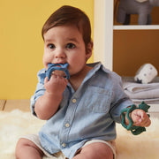child with Wrist Teether - Lullaby Blue - b.box for kids